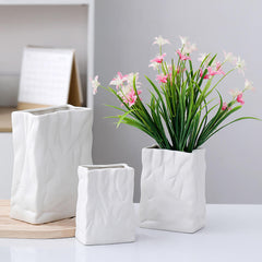 Pleated Paper Bag Ceramic Vase